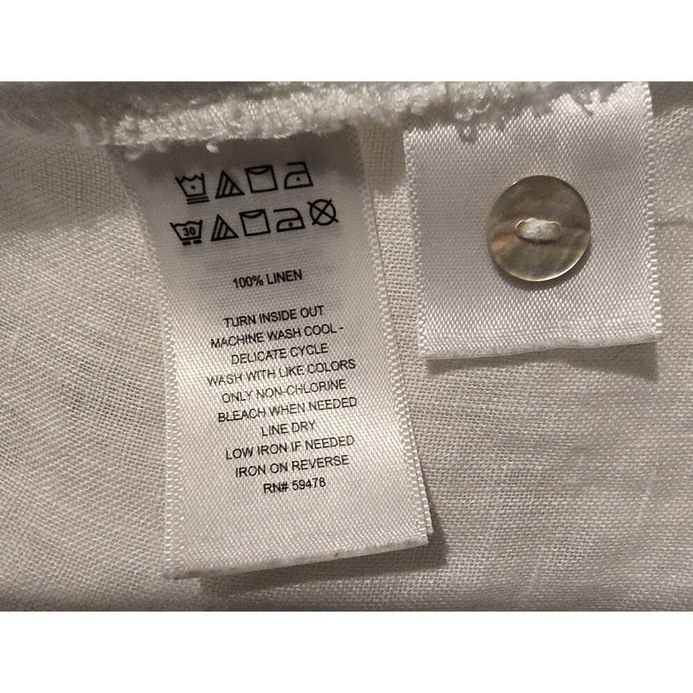 Tahari Womens White 100% Linen Tunic Shirt Roll Tab Long Sleeve Button Down 1X - Picture 8 of 8